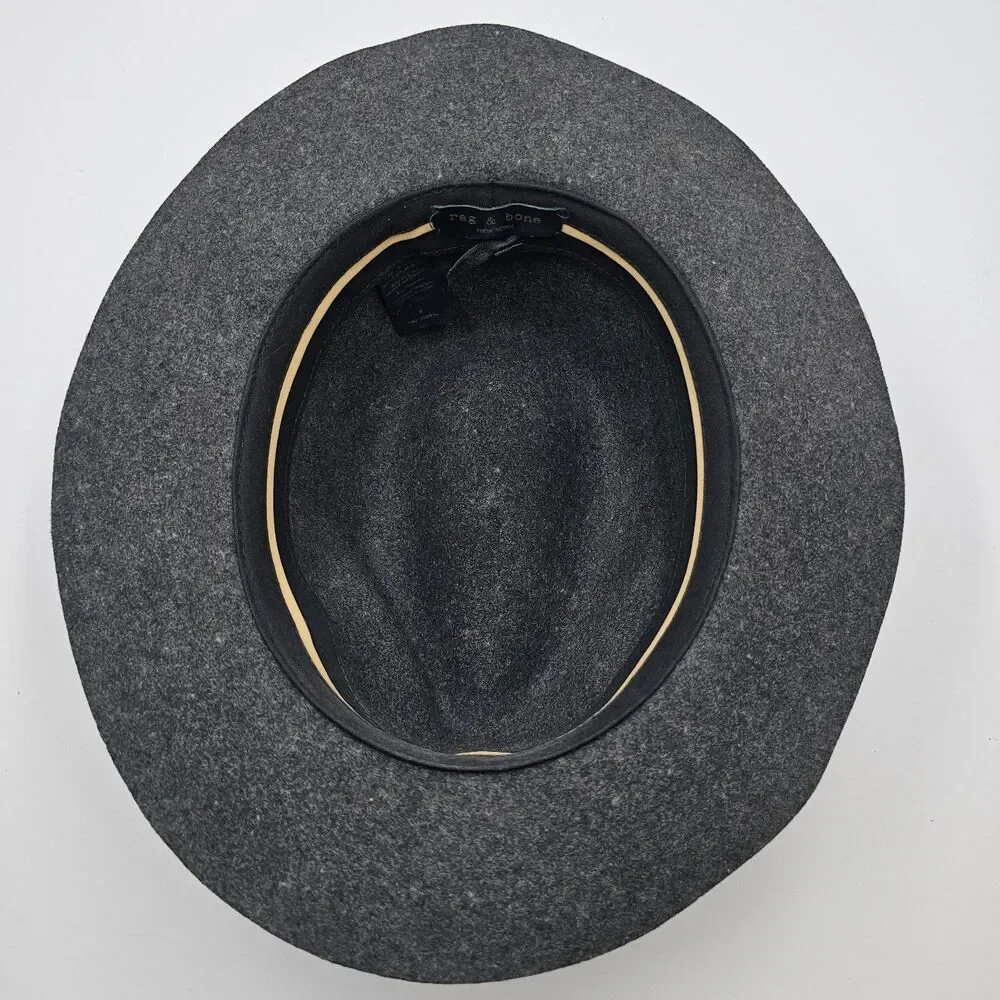 Rag & Bone New York Wool Felt Fedora Hat Womens Medium Dark Charcoal Gray